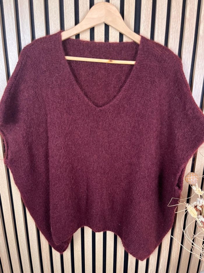 Pull bordeaux laine et mohair - photo numéro 4