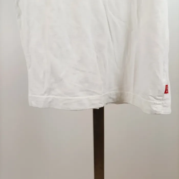 T-shirt Levi's blanc manches courtes coton logo rouge et bordures bleu enfant 8 ans casual A1433 - photo numéro 4