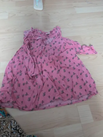 Robe 2ans fille rose a fleurs