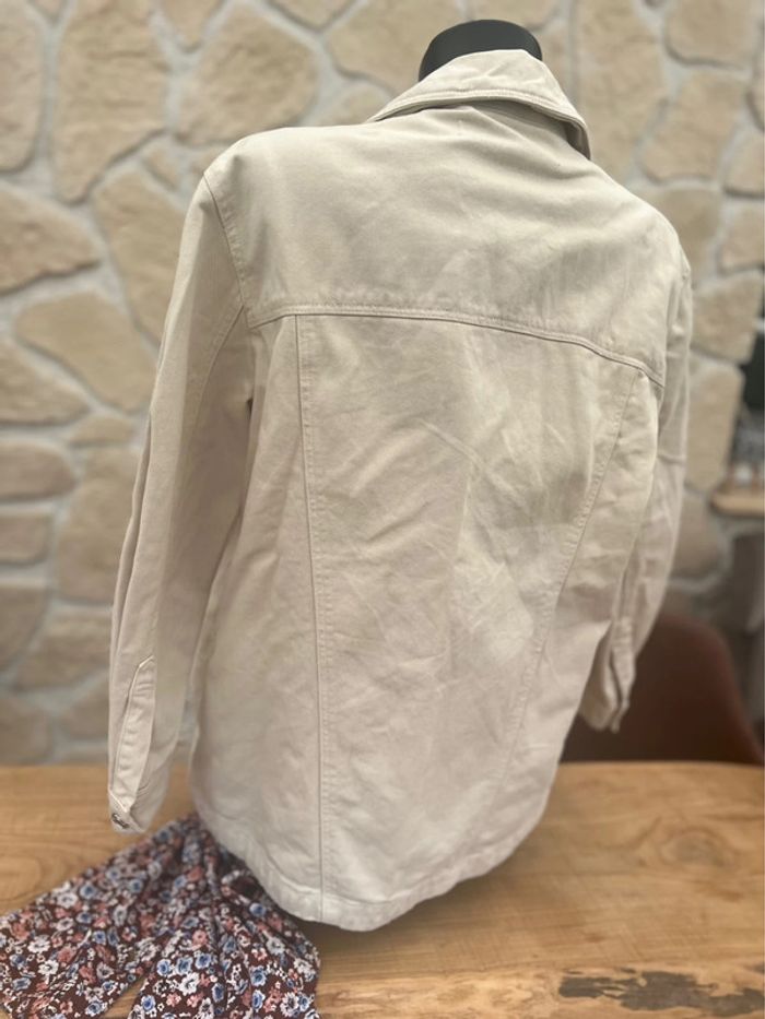 Été chemise Veste loose longue en jean beige crème taille XS 34 S 36 - photo numéro 3