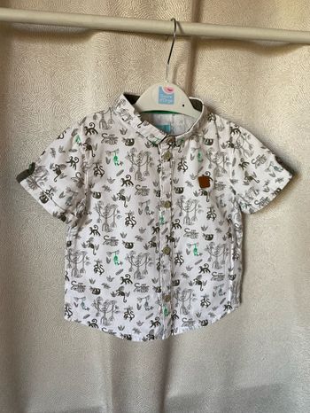 Jolie petite chemise blanche imprimée jungle 12 mois Obaibi