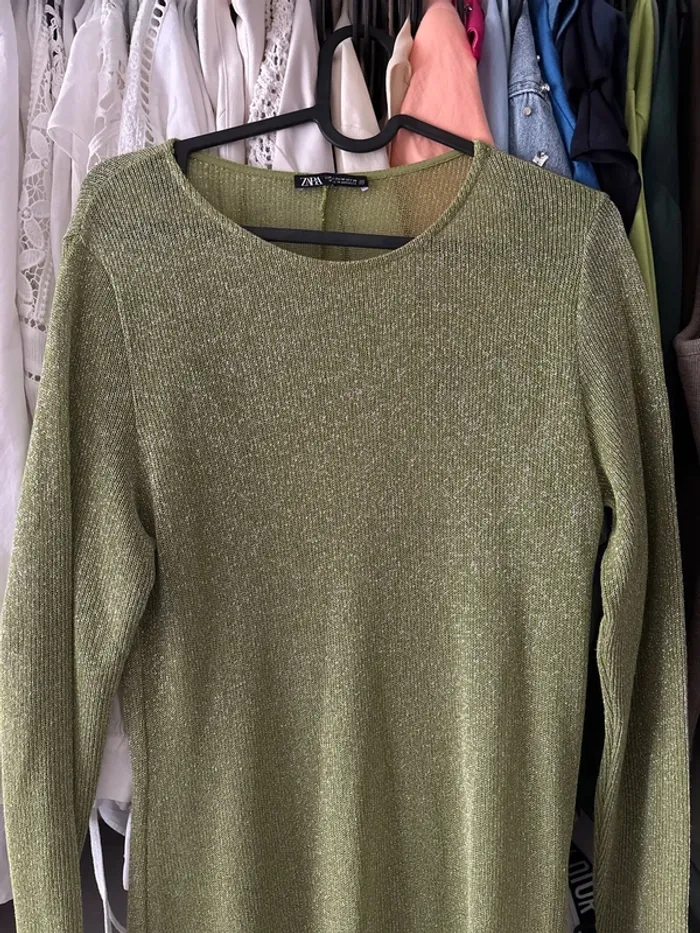 Robe maille verte pailleté - photo numéro 2