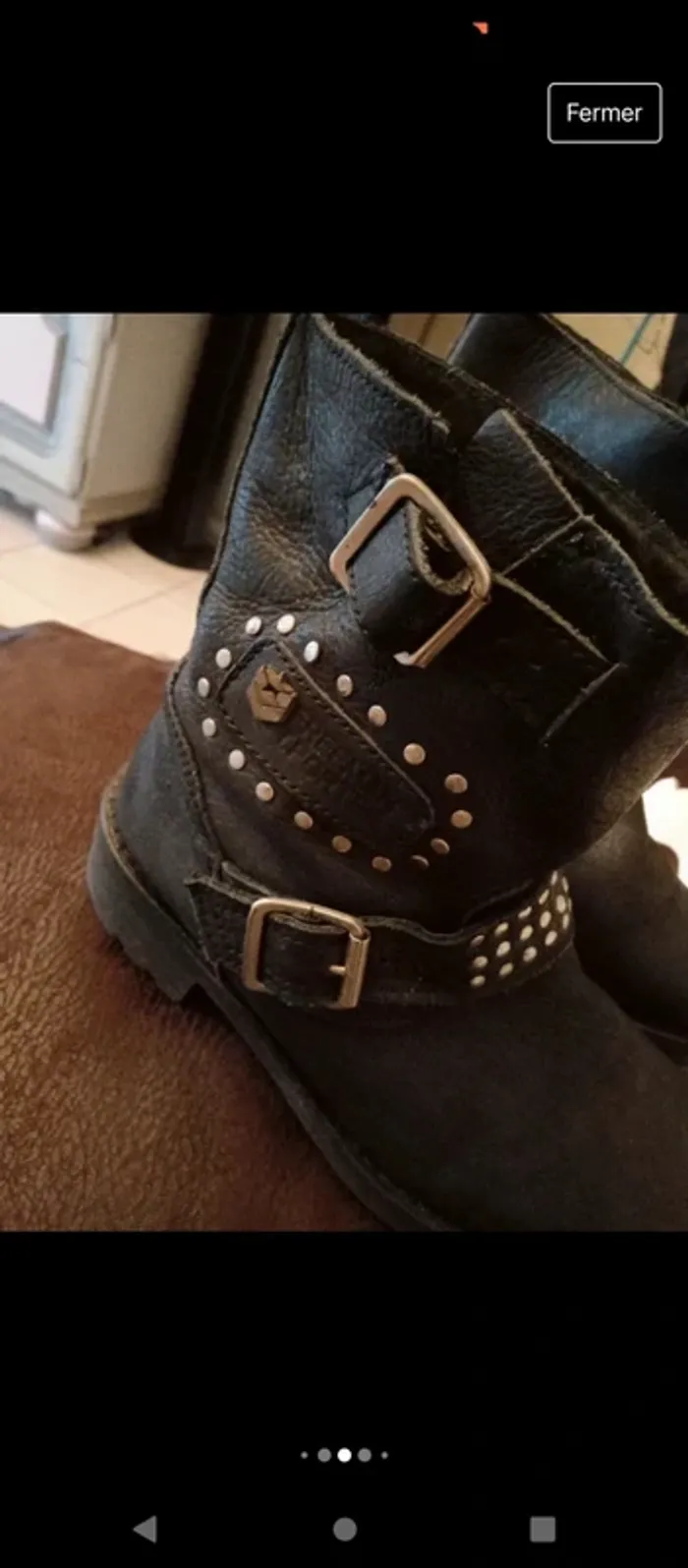 Paire de bottine en cuir cloutées , - photo numéro 2