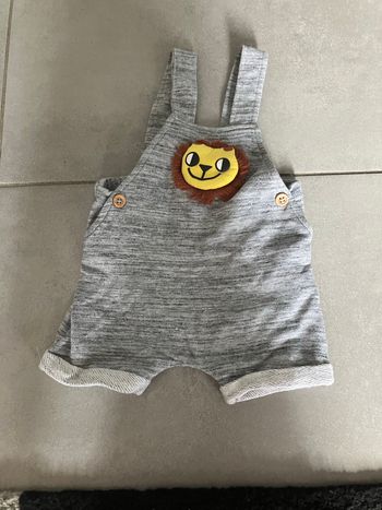 Salopette grise avec tête de lion