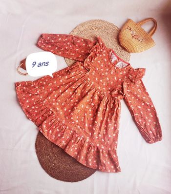 Robe 👸froufrou, motif fleuri, 9ans