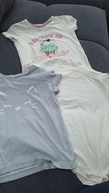 3 Tee-shirt 6 ans chat licorne blanc