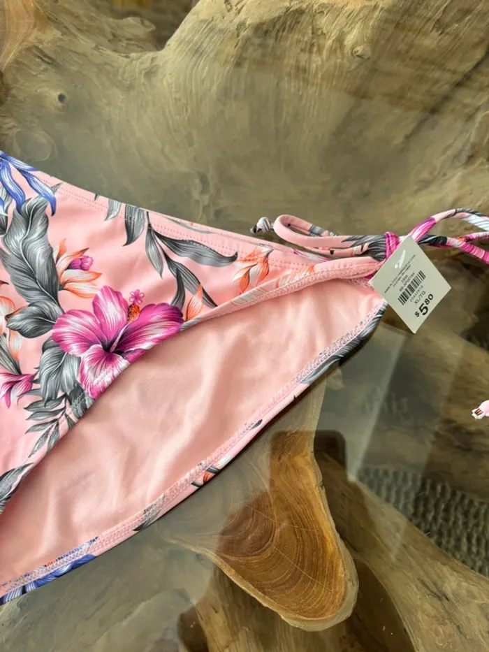 Bas de maillot de bain Ardene rose fleurs ficelles XL - photo numéro 3