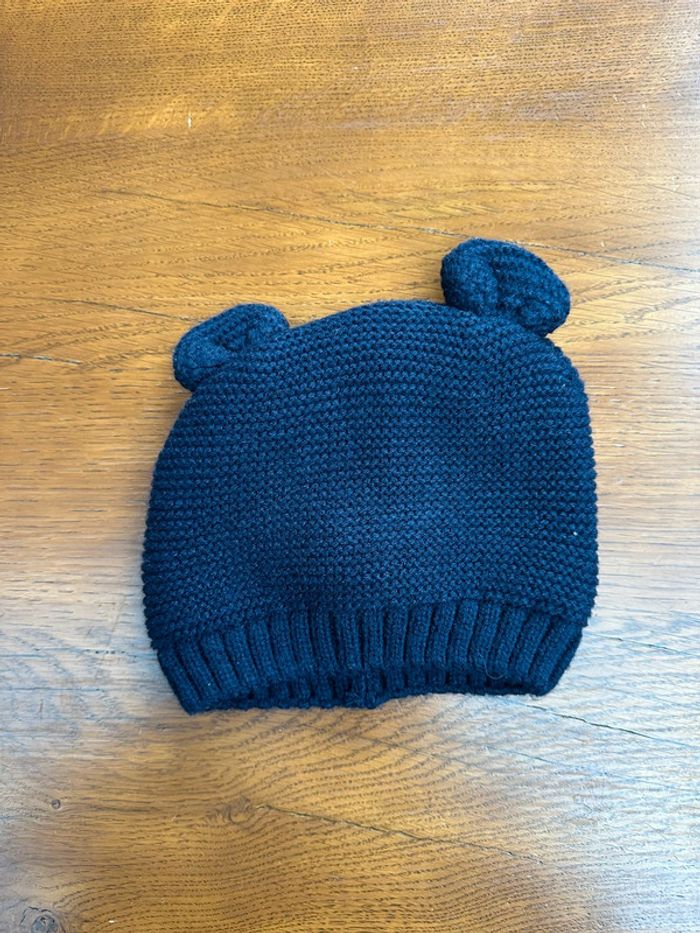 Bonnet bleu marine doublé bébé 3-6 mois - photo numéro 2