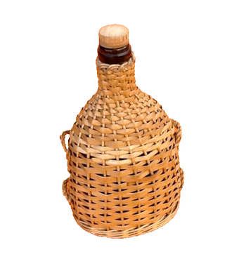 Années 1940  Bouteille / Gourde de Pèlerinage   Osier naturel tressé
