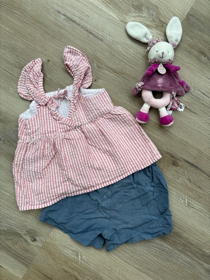 Ensemble blouse + short taille 24 mois - photo numéro 2