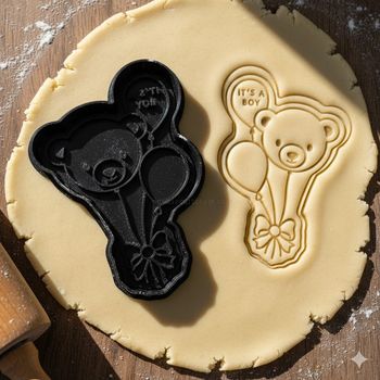 Emporte-pièce Bébé Ours et Ballons - Idéal Naissance et Baby Shower