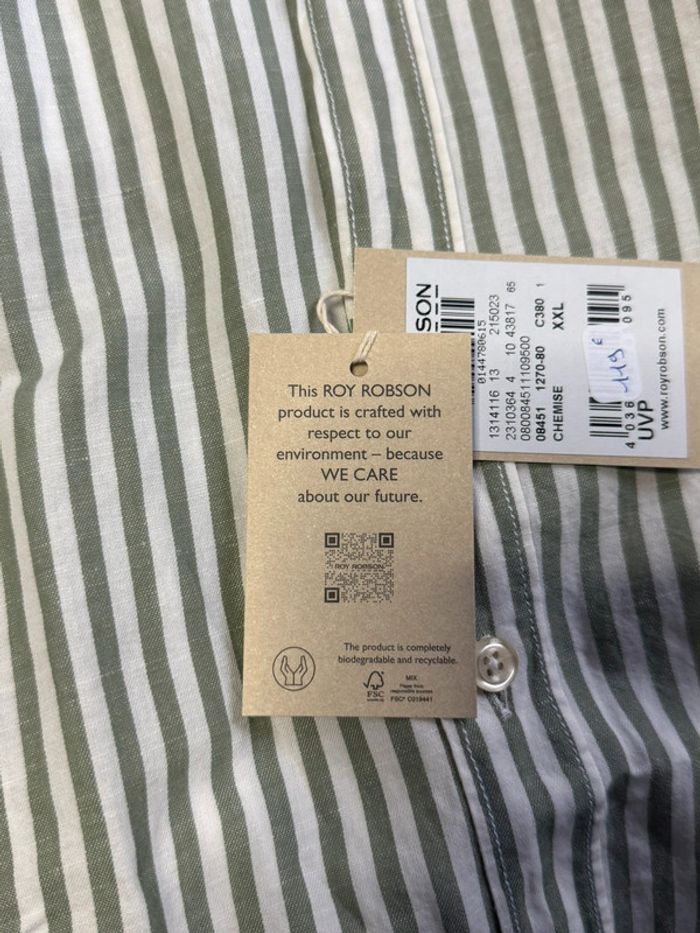 Roy Robson - Chemise à rayures, Blanche, taille XXL - photo numéro 6