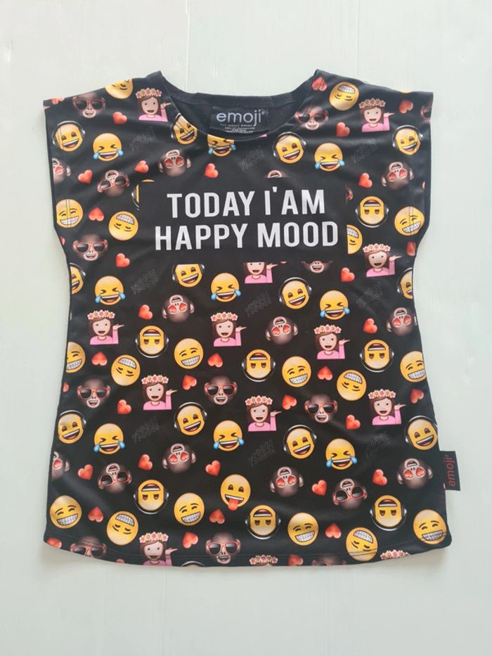 Tee-shirt Emoji bi-matière fille 12 ans peu porté