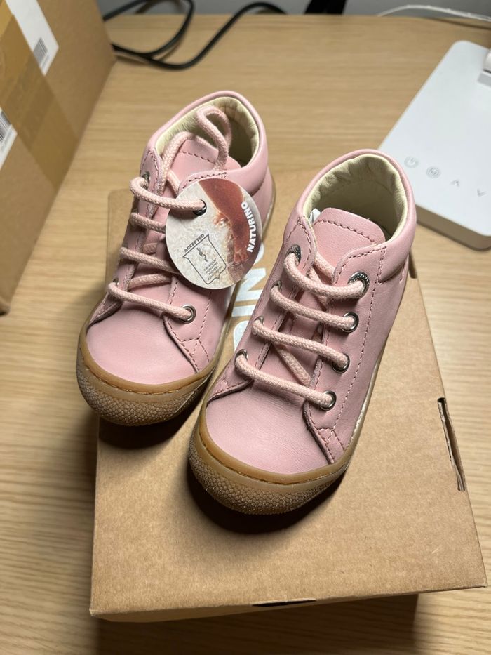 Chaussures premiers pas à lacets rose clair naturino - photo numéro 2