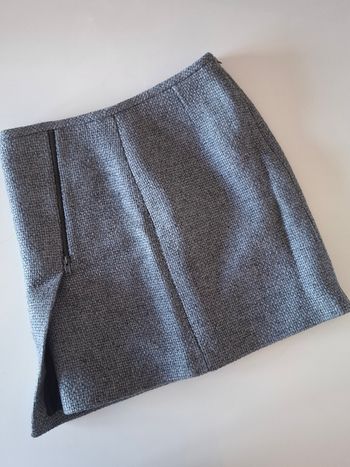 Jupe courte Caroll en laine mélangée – Grise – Taille 38