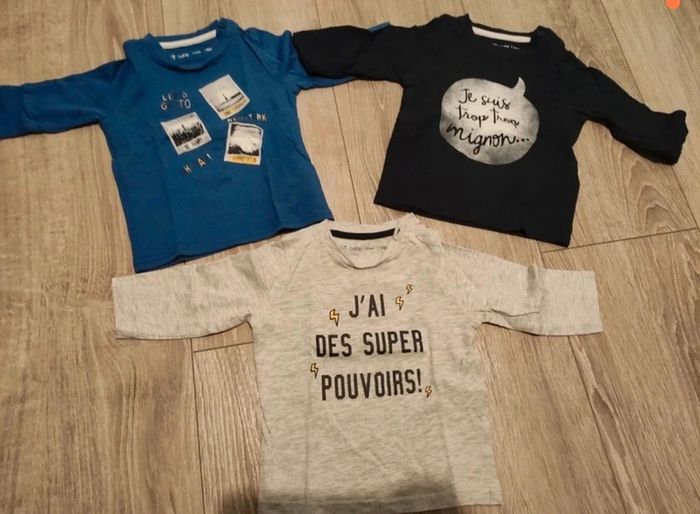 Lot 5 tee shirt manches longues bébé garçon 9 mois Gémo ZY Kiabi - photo numéro 2