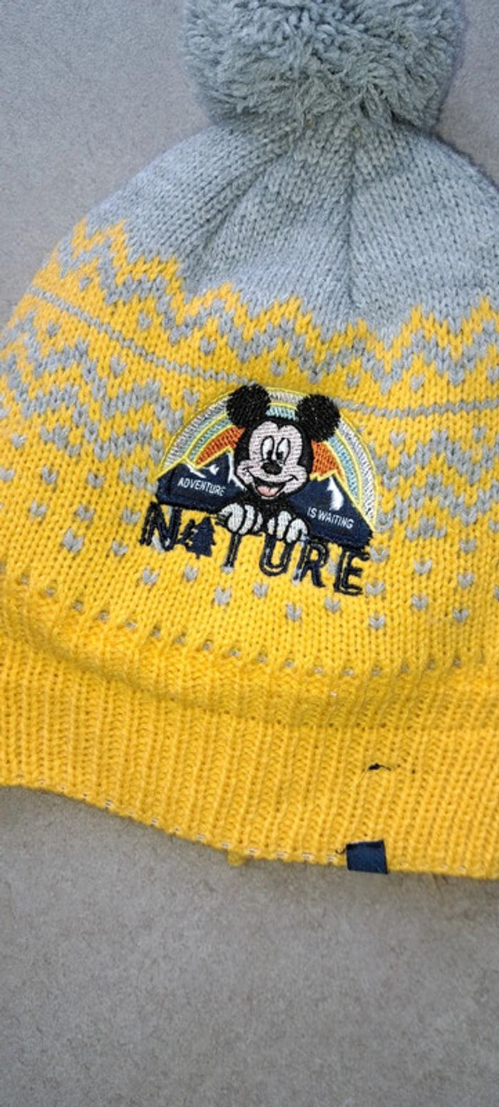 Bonnet jaune et gris Mickey 12 mois - photo numéro 2