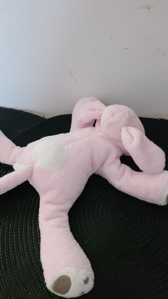 Doudou Chien OBAIBI OKAIDI rose blanc cocard L 22 cm - photo numéro 3