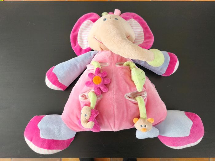 Peluche bébé fille éléphant tout doux sensorielle - photo numéro 3