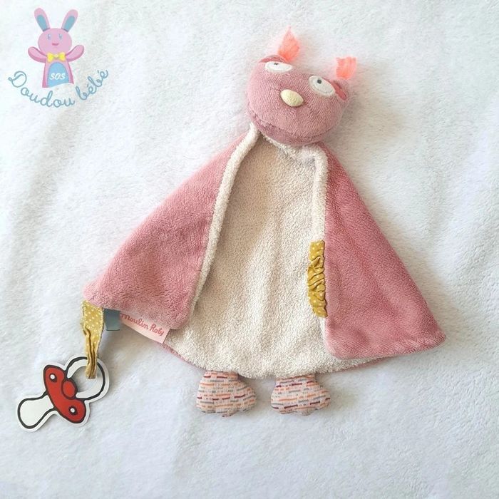 Doudou plat Chouette rose Mademoiselle et Ribambelle Moulin Roty