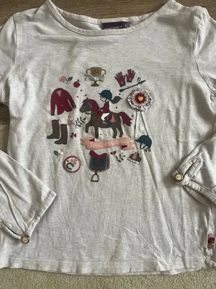 Jolie tee-shirt manche longue Sergent Major 7ans 🐴 - photo numéro 3
