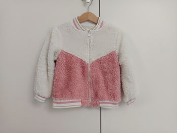 Gilet chaud DPAM 5 ans – blanc et rose tout doux 🩷🤍