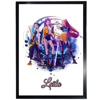 Cadre noir Kpop Demon Hunters personnalisé prénom au choix