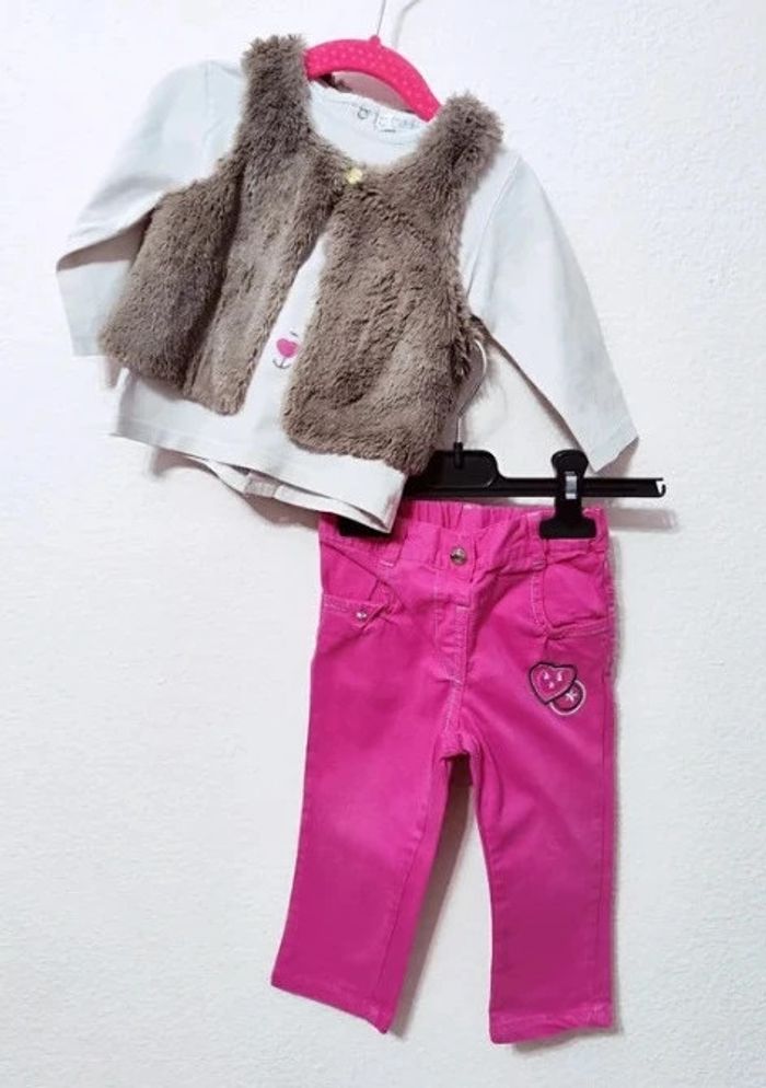 Ensemble 3 pièces bébé fille taille 12 mois - photo numéro 2