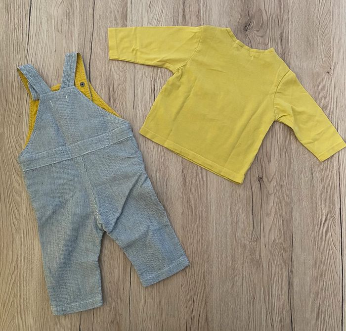 Ensemble salopette et t-shirt manches longues 6 mois - photo numéro 3