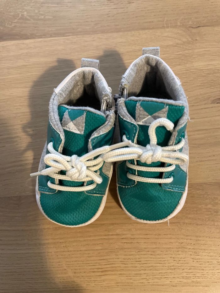 Chaussures bébé souples vert et gris 6/9mois - photo numéro 2