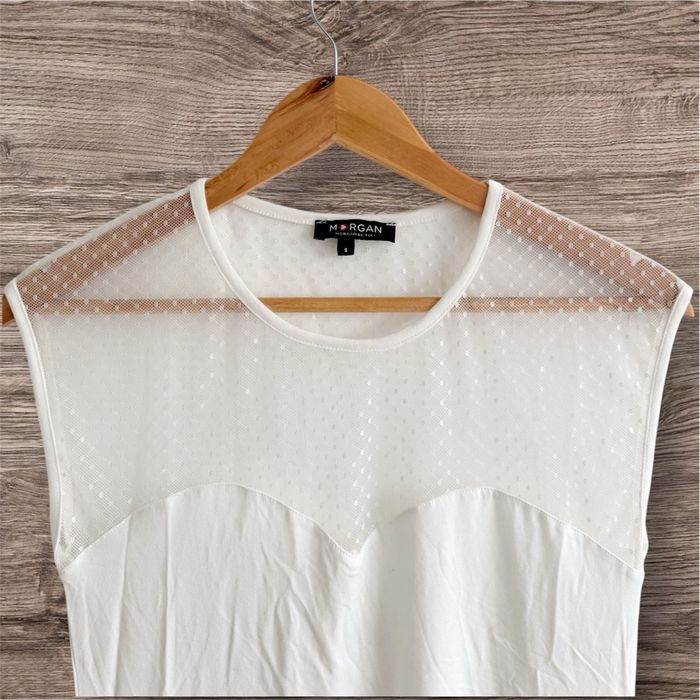Blouse sans manches blanc avec transparence Morgan taille 36 S - photo numéro 2