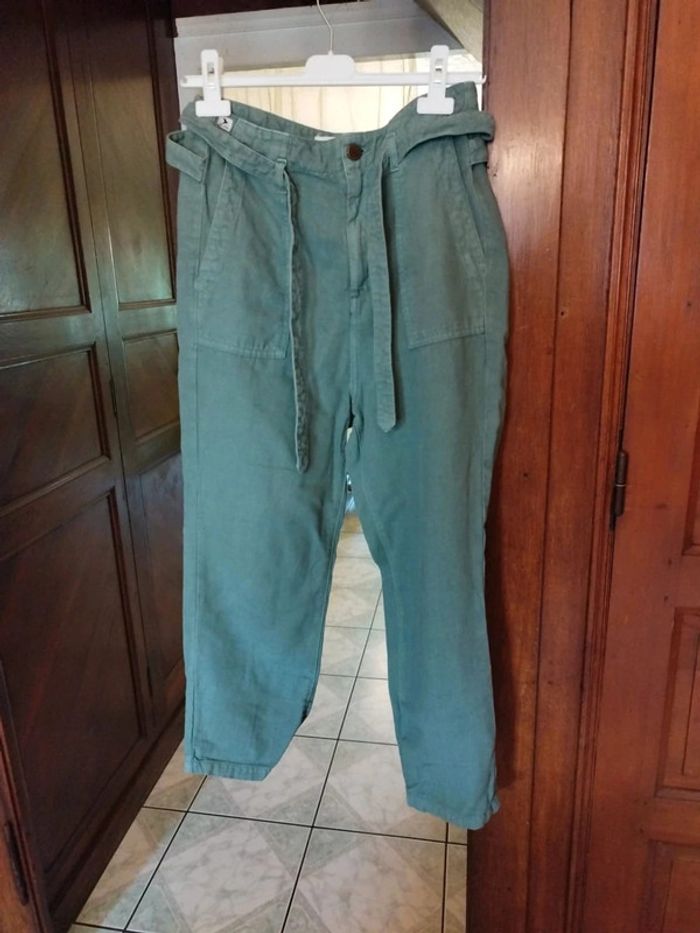 Pantalon kaki passants poches coton vintage S/36