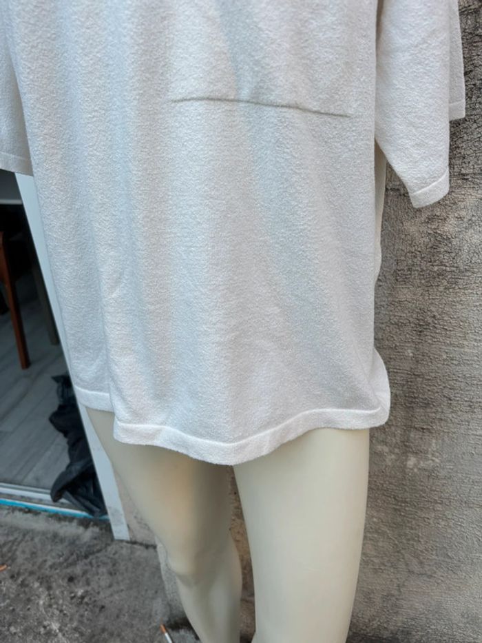 T-shirt Zara blanc style éponge - Taille XL - photo numéro 3
