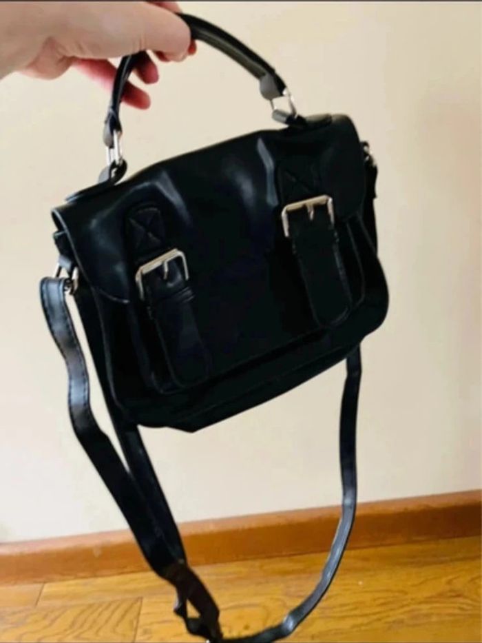 Sublime Sac à main en bandoulière noir mini cartable à boucle et poignée - photo numéro 3