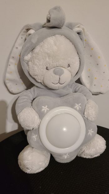 MAX ET SAX DOUDOU PELUCHE OURS DEGUISE LAPIN GRIS BLANC ETOILE