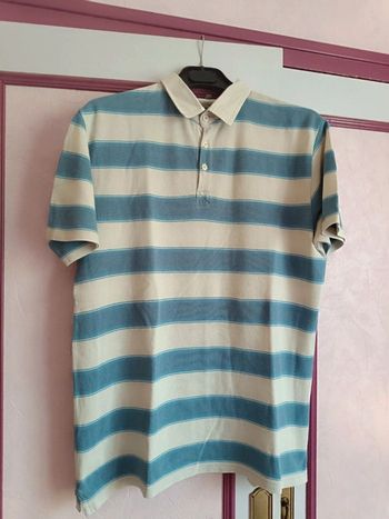 Polo rayé bleu écru en T.L