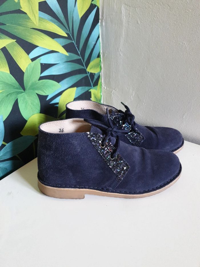 Bottines derbies hautes pailletées