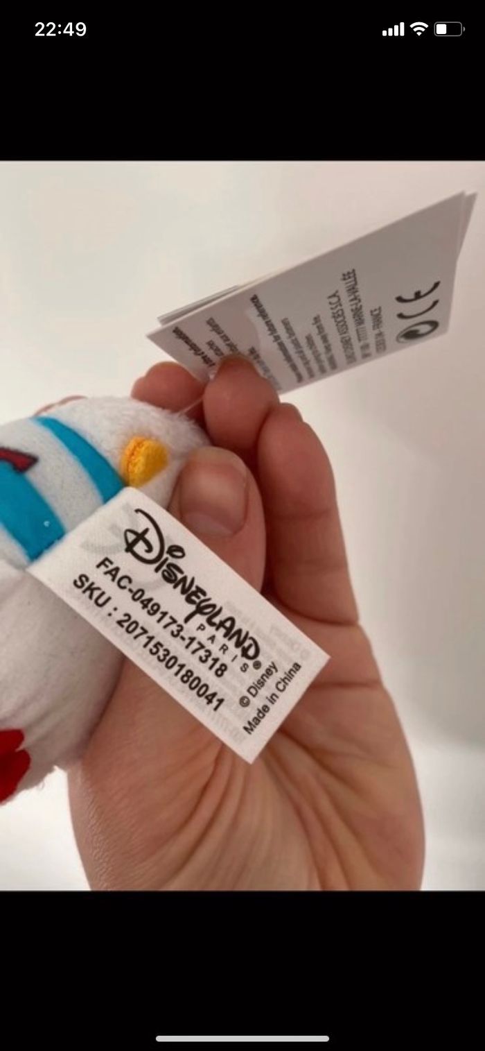 Petite peluche Donald Disneyland Paris neuve - photo numéro 3