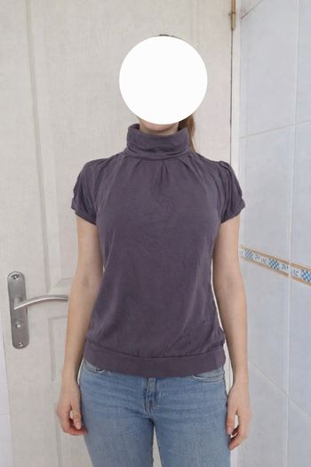 Tee-shirt à col rouler gris femme taille S/36