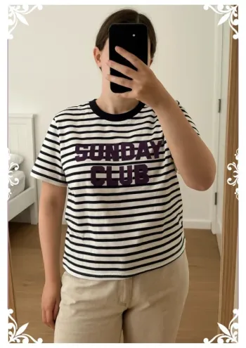 T shirt à rayures bleu et blanche kiabi XL