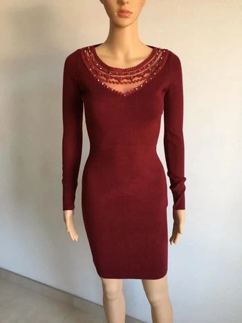 Robe pull bordeaux moulante neuve à manches longues taille unique