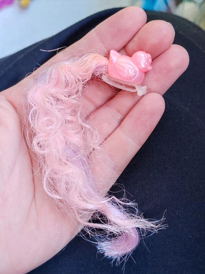 Pince barrette pour poupée boucleline vintage - rose