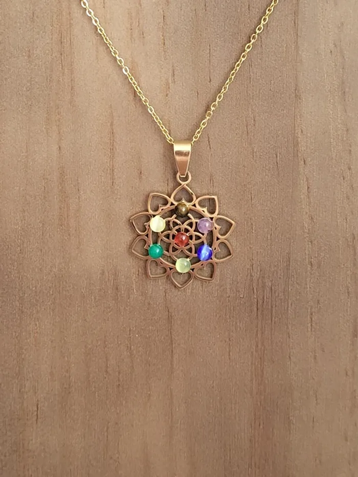 Collier en acier inoxydable doré Géométrie 55 cm