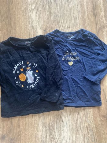 Lot de 2 t-shirt ML taille 9 mois
