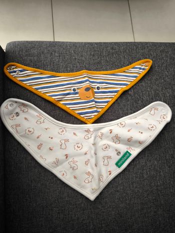 Lot de 2 bavoirs bandanas 