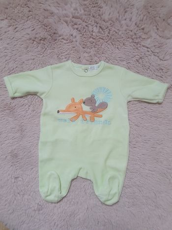 Pyjama velours imprimé renard forêt 1 mois 54 cm