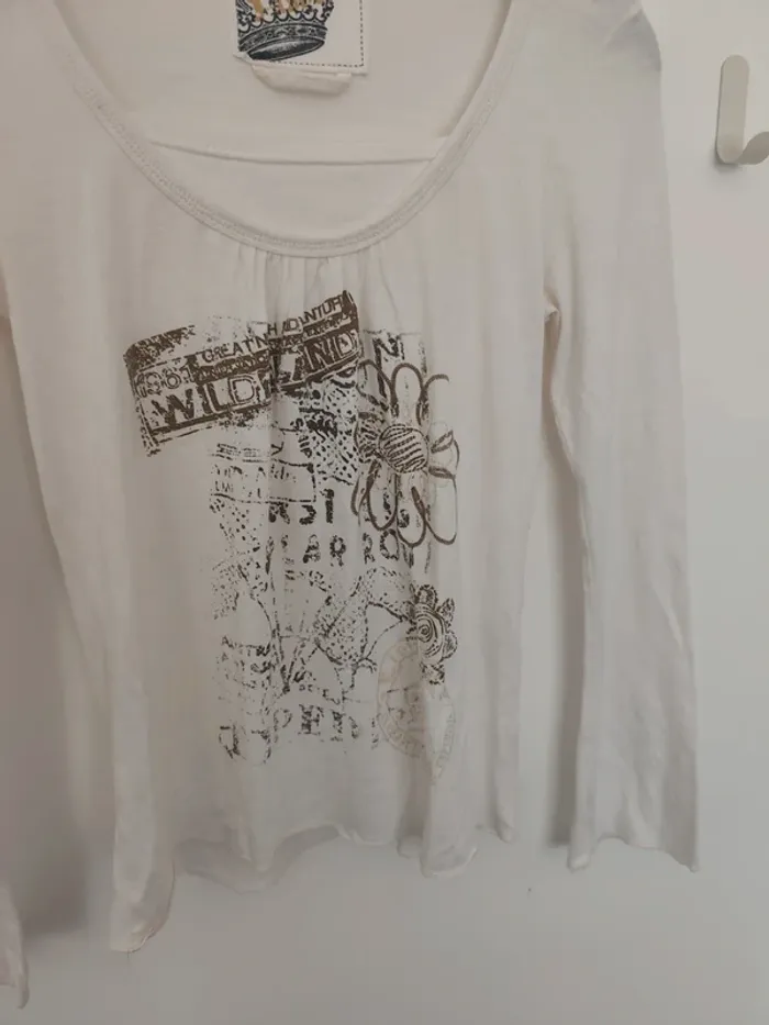 Top blanc crème #top #teeshirt #manches #longues - photo numéro 3