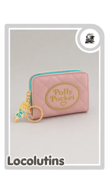 🚂 Porte-monnaie Polly Pocket rose avec porte-clé irisé