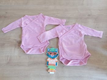 Lot de 2 bodies roses fille manches longues Kiabi taille 1 mois #espanolitinafille1mois