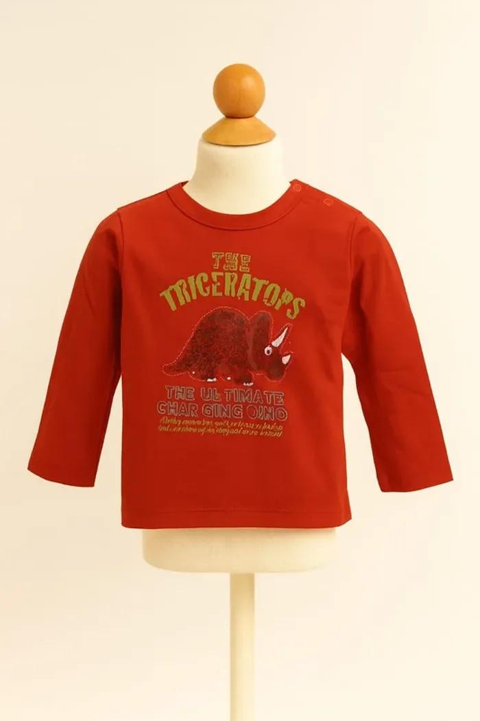 Tee shirt manche longue rouge motif dinosaure Kid Kanaï Taille 24 mois - photo numéro 2